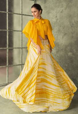 Cream embroidered silk stitched lehenga 2