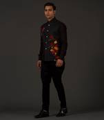 Black Floral Embroidered Bundi