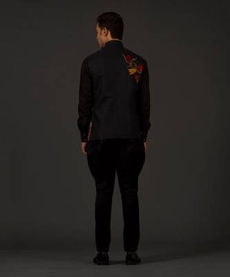 Black Floral Embroidered Bundi 3