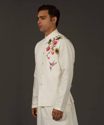 Ivory Embriodered Nehru Jacket 2