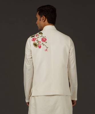 Ivory Embriodered Nehru Jacket 3