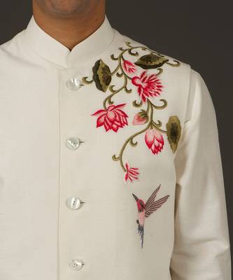 Ivory Embriodered Nehru Jacket 4