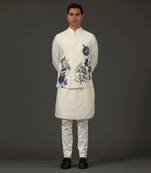 Ivory Printed Nehru Jacket