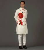 Ivory Floral Printed Nehru Jacket