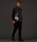 Black Printed Nehru Jacket