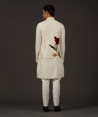 Ivory Rose Embrodered Nehru Jacket 2