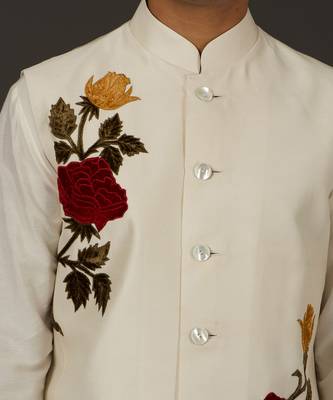 Ivory Rose Embrodered Nehru Jacket 3