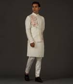 Ivory Floral Embrodered Nehru Jacket