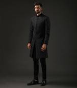 Black Applique Work Sherwani
