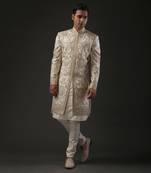 Ivory Zari Embroidered Sherwani