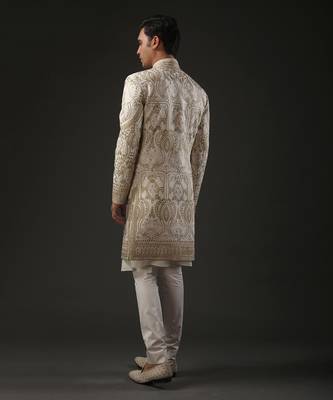 Ivory Zari Embroidered Sherwani 2