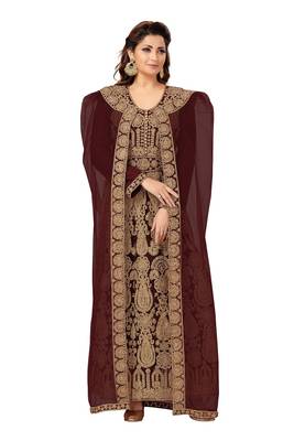 Purple embroidered net islamic-kaftans 1