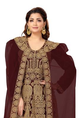 Purple embroidered net islamic-kaftans 2
