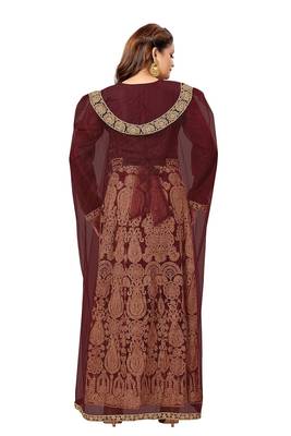 Purple embroidered net islamic-kaftans 3