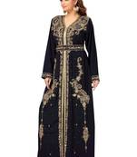 Multicolor embroidered georgette islamic-kaftans