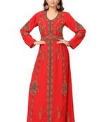 Multicolor embroidered georgette islamic-kaftans