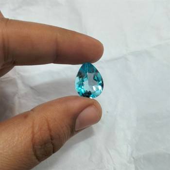 Natural Blue Topaz at Wholesale Rate Fine Quality 9.25 Ratti 8.36 Carat Pear Shape Loose Gemstone 1 Pcs 4
