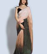Bollywood Style Brown Sequins Work Saree For Party Looks
