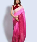 Bollywood Style Pink Sequins Work Saree For Party Looks