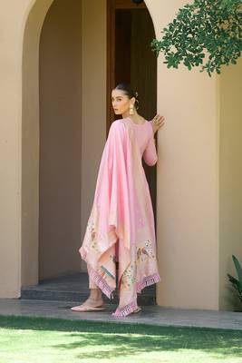 Baby-pink zari woven banarasi silk salwar 4