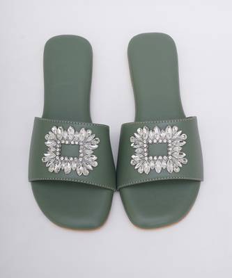 Olive Green Brooch Flats 1