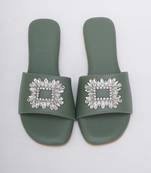 Olive Green Brooch Flats