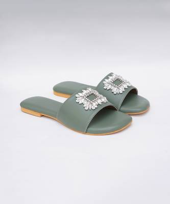 Olive Green Brooch Flats 2