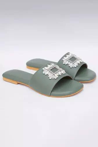 Olive Green Brooch Flats
