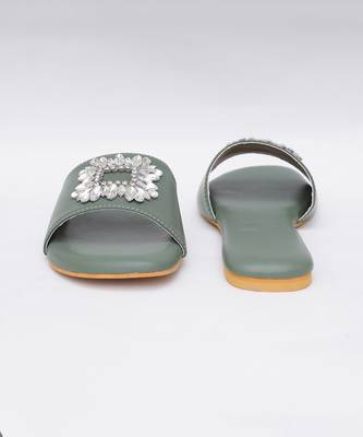 Olive Green Brooch Flats 3
