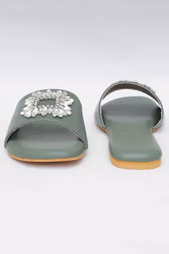 Olive Green Brooch Flats
