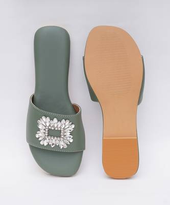 Olive Green Brooch Flats 4