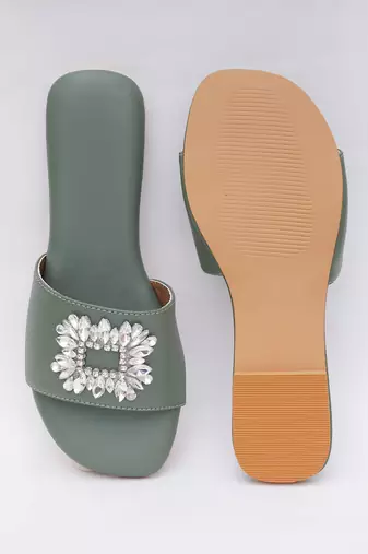 Olive Green Brooch Flats