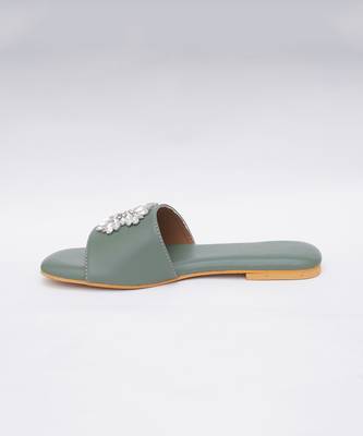 Olive Green Brooch Flats 5