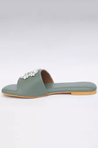 Olive Green Brooch Flats