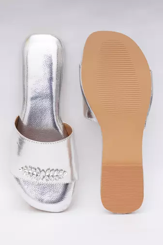Embroidery Silver Flats