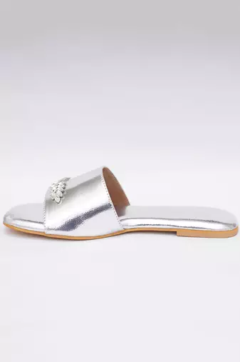 Embroidery Silver Flats