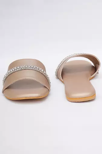 Embroidery Dull Gold Flats