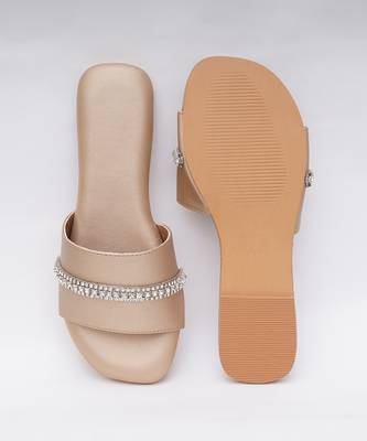 Embroidery Dull Gold Flats 3