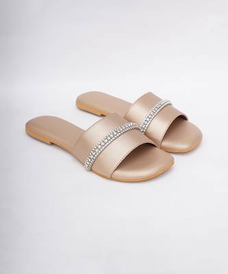 Embroidery Dull Gold Flats 4
