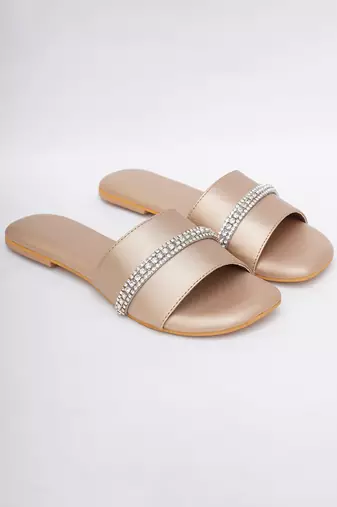 Embroidery Dull Gold Flats