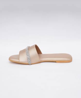 Embroidery Dull Gold Flats 5