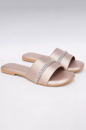 Embroidery Rose Gold Flats