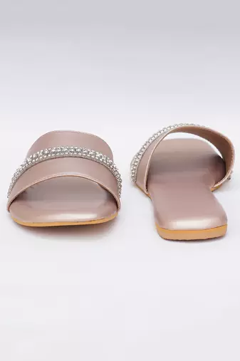 Embroidery Rose Gold Flats