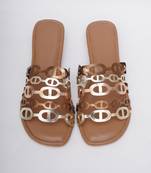 Plain Beige Metallic heels