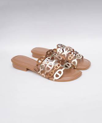 Plain Beige Metallic heels 3