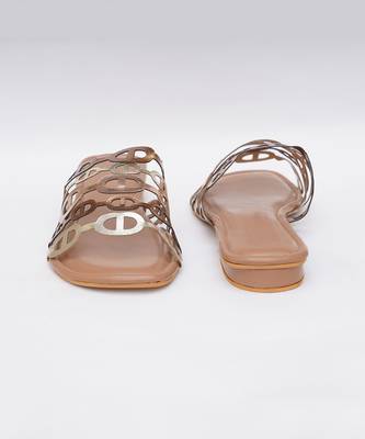 Plain Beige Metallic heels 4