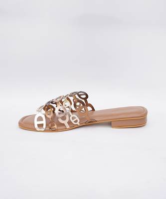 Plain Beige Metallic heels 5