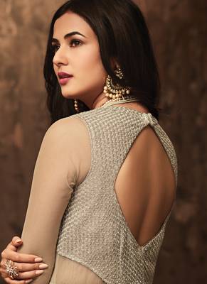 Beige Georgette Floor Length Anarkali Suit 2