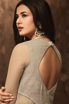Beige Georgette Floor Length Anarkali Suit
