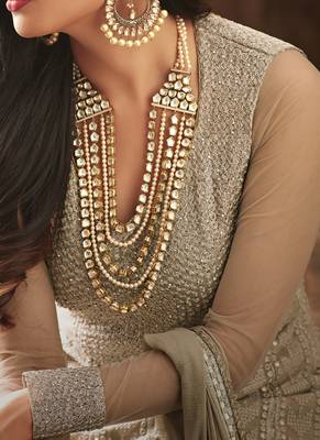 Beige Georgette Floor Length Anarkali Suit 3